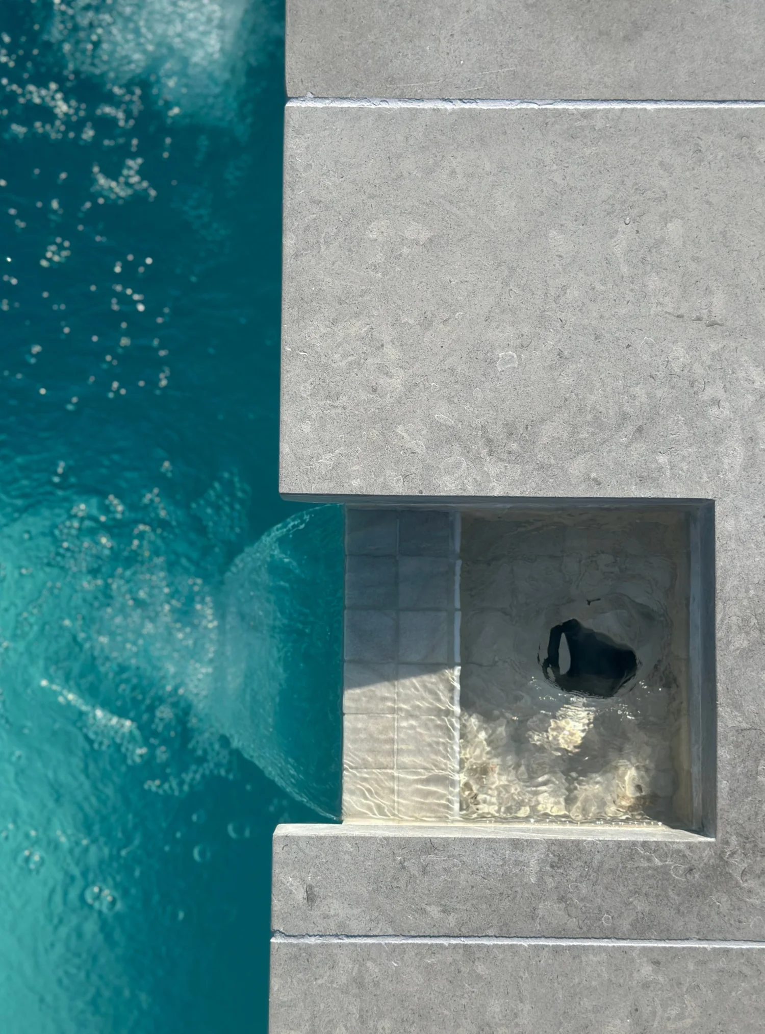 Aerial of a Pool Sharp build with a custom water feature
